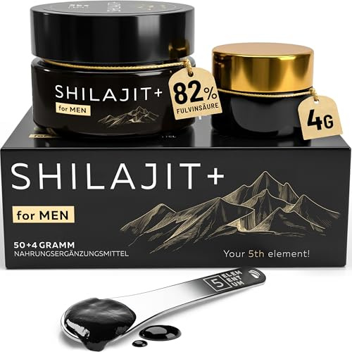 Shilajit Original Himalaya Für Männer – 82% Fulvinsäure 50g Premium Mumijo Shilajit Hochdosiert Aus Himalya Gebirge I Handernte Inkl. 500mg Dosierlöffel