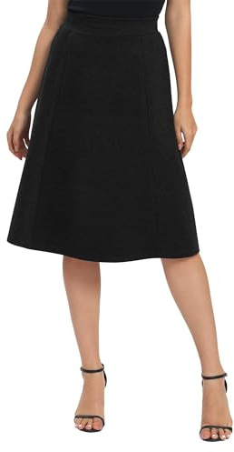 Urban CoCo Women's A-Line Elastic High Waist Flare Work Midi Knee Length Stretchy Skirt