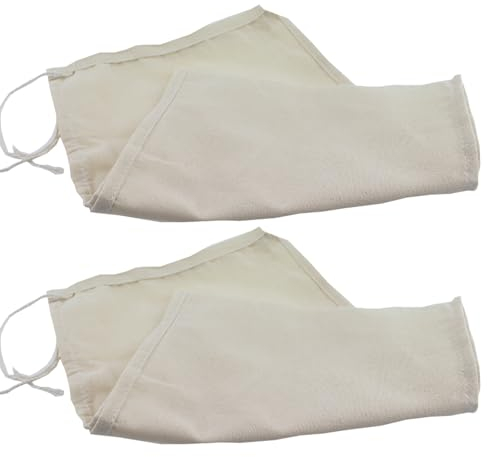 SQXBK 2PCS Reusable Organic Cheese Cloth Food Filter Cloth Small Size Cotton Drawstring Bag for Filtering Food Tea Yoghurt Juice and Cold Brew Coffee