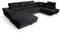 Ecksofa Aller U XXL-Ecksofa mit Schlaffunktion und Zwei Bettkästen in Schwarz, rechte Seite (Schwarz)