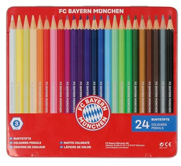 FC Bayern München I Buntstifte 24er-Set| Holz-Buntstifte I Mehrfarbig I Fußball