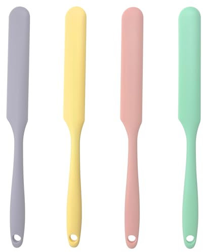 Lot de 4 spatules de cire anti-adhésives en silicone pour épilation à la cire à domicile (rose, jaune, violet, vert)