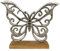 Goldbach Schmetterling aus Aluminium auf Holzsockel 19,5cm groß Alu Natur Skulptur Geschenk Metall