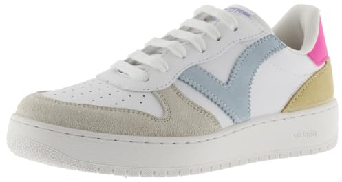 victoria Sneaker Madrid Lederoptik & Mehrfarbige VelourslederEinsätzen & Perforierte Zehenkappe 1258246 für Damen Fucsia 37