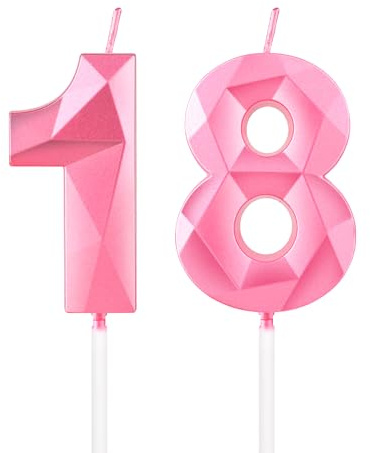 mciskin Bougies de 18e anniversaire en roses pour fille, bougie 3D numéro 18 pour gâteau, décoration de gâteau pour elle, lui, décorations de fête, fournitures de mariage
