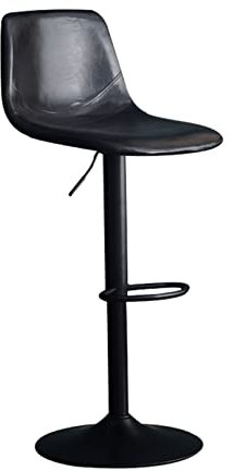 Barstühle, Barhocker, Leder, Barhocker mit Thekenhöhe, höhenverstellbar, drehbar, Barschränke, Stuhl mit Rückenlehne – Schwarz, Braun, Grün (Schwarz)