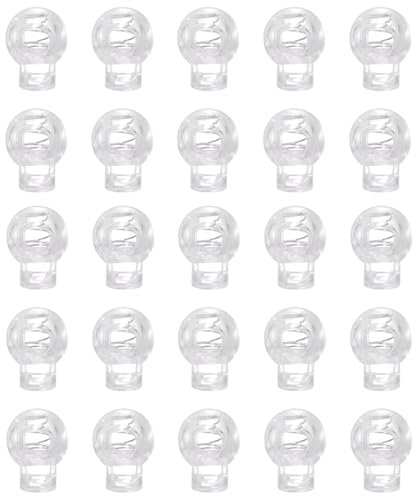 25 Pieces Clear Round Ball Cord Locks Toggles, Spring Cord Lock Single Hole Elastic Cord Adjuster, Spring Loaded Cord Lock, End Spring Toggle Stopper for Drawstrings Use in Shoelace, Bags, Clothing