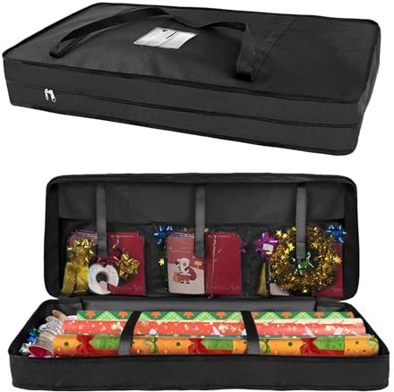 TNSLAND Organisateur de rangement pour papier cadeau, Sac durable avec compartiments rubans accessoires, 82x34x13 cm