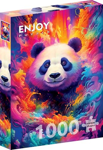 1000 Pieces Jigsaw Puzzle for Adults – Matte Finish, Soft Touch, Sturdy and Unique Pieces, Tight Fit, Vivid Colors, Missing Pieces Service – Panda Bear Fantasy Colorful Space Portrait by ENJOY Puzzle