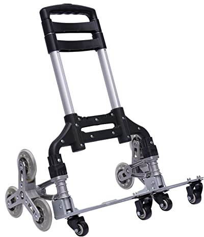 HOARLICN Klappbarer Treppensteiger, Stufen-Sackkarre Treppenkarre Traglast 165 Lbs Höhenverstellbarer Aluminium Treppensteiger Mit 6 PVC Crystal Wheels Für Familien, Kleine Geschäfte