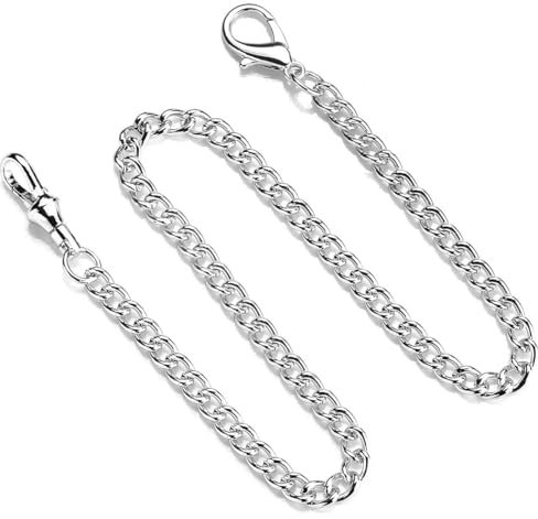 MIRKUZI Catenelle 1 pezzo di catena per orologio da tasca in argento, catena per orologio da tasca in metallo, catena per portafoglio con decorazione di abbigliamento da uomo e da donna (argento)