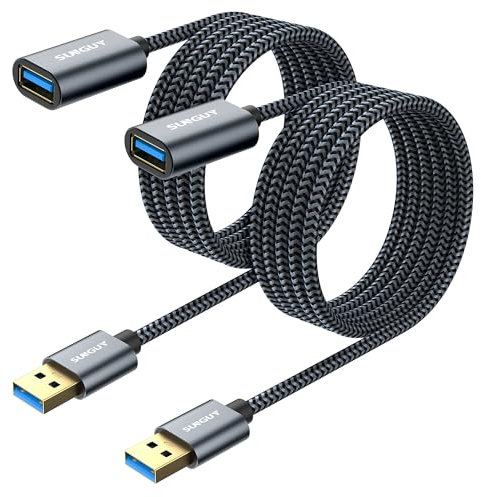 SUNGUY USB 3.0 Verlängerung Kabel [2 Stück 2 m] Verlängerungskabel 5Gbps Superschnelle USB A Stecker auf A Buchse Verlängerung für Kartenlesegerät,Tastatur, Drucker, Scanner, Kamera