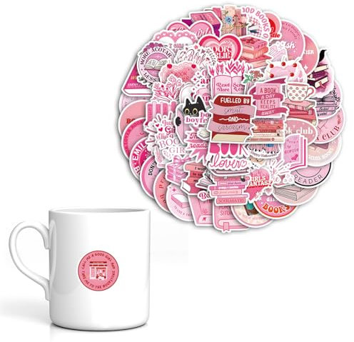 60 Stück Rosa Bookish Sticker, Buchaufkleber für Kindle, aesthetic Kindle Aufkleber, Buchgeschenke für Frauen, Mädchen, Buchliebhaber, Geschenke für Erwachsene