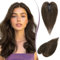 RUWISS Haar Toppers für Frauen Echthaar Topper Leichtes Braun Clip in Haarteil für Dünner Haar Oberkopf Flauschiger Glatter Hair Topper ohne Pony