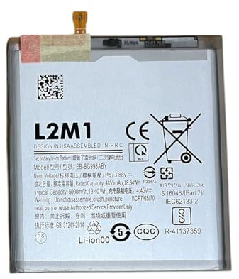 L2M1 Batteria EB-BG998ABY per Samsung Galaxy S21 Ultra 5G SM-G998 SM-G998B SM-G998B/DS 5000mAh 19.40Wh 3.88V