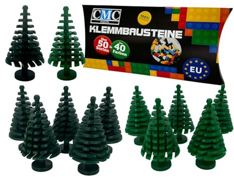 10 x Tanne Groß 4x4x6 Noppen Pflanze Baum Tannenbaumm Klemmbausteine vers. Farben zur Auswahl Wald Bausteine Noppensteine Nadelbaum (999 - Mix)