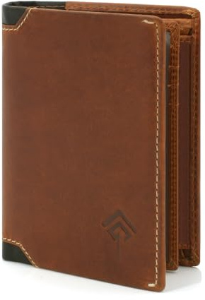 JOREY Klassische Leder-Geldbörse für Herren – Robust und stilvoll – Rindleder, RFID-Schutz, Hochformat (Cognac)