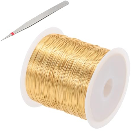 PATIKIL 26 Guage/ 0.4 mm 164 Feet Jewelry Craft Wire, Copper Beading Wire with Plier for Beading Jewelry Making Supplies Earrings Bracelets Accessories Sculptures, Rose Gold