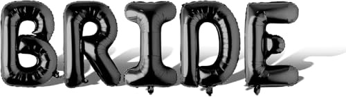 JUSTOTRY 40 Zoll Bride to Be Luftballons mit Bride Buchstaben für Jga Accessoires Frauen und Hochzeit,Schwarz Jumbo Braut Ballons für Junggesellenabschied Frauen Deko und Bachelorette Party