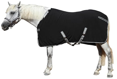 Gallopoff Abschwitzdecke Pferd aus Fleece 300 g/m² | Weiches Fleece-Material nimmt Schweiß auf und trocknet schnell. Kreuzbegurtung & Schweifriemen sorgen für sicheren Halt