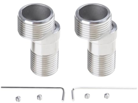 NVOQILIN Verstellbarer Edelstahl-Duscharmatur-Adapter, drehbare S-Anschlüsse für Küche und Bad, 2 Stück