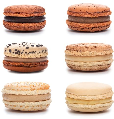 AKKA Macarons – Handgemachte Premium Macarons Café Paris Box - Dunkle Schokolade/Bueno/Caramel Macchiato/Tiramisu/Spekulatius/Vanille