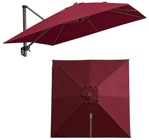 HOUKOIKBUG Toldo De Recambio 3x4m para Sombrilla 8 Varillas Cubierta De Repuesto para Sombrilla En Voladizo Lona De Recambio para Jardín Patio Piscina Terraza(Burgundy,3x3m (9.8x9.8ft))