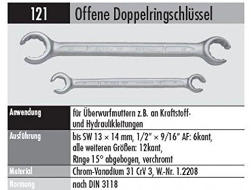 Elora 121021231000 Offene Doppelringschlüssel 21x23mm