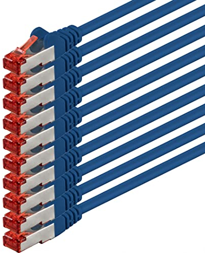 1aTTack.de 10x 10m - Câble réseau Cat 6 Câble patch Cat6 RJ45 SFTP - Bleu