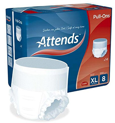 Attends Pull-Ons 8XL, Einmalhose, bei starker Blasenschwäche, Größe XL, 4x14 St