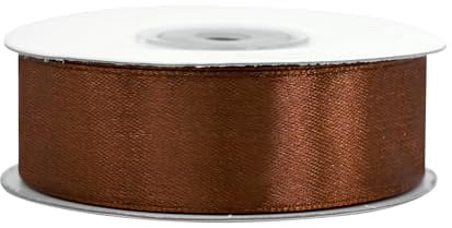 Satinband 25mm x 25m Rolle - FARBAUSWAHL in 3/6/12/18/25/38/50/75/100mm - farbecht & waschbar - Schleifenband für Hochzeit - Geschenkband zum Verpacken Dekorieren Basteln - Braun 870