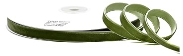 Creativery Samtband 10mm x 10m Rolle - Farbauswahl in 3/6/10/16/22/25/50mm - farbecht & waschbar - Schleifenband zum Nähen - Geschenkband zum Verpacken Dekorieren Basteln - Moosgrün 570