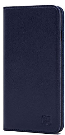 32nd Classic Series - Real Leather Book Wallet Flip Case Cover For Apple iPhone 7, 8, SE (2020) & SE (2022), Real Leather With Card Slot, Magnetic Closure and Stand - Navy Blue