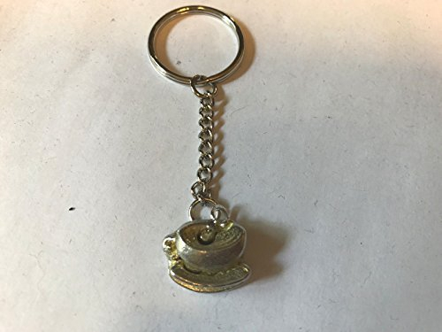 Tea Cup Saucer & Spoon TG148 Emblem Made From Fine English Pewter on a Split Ring Keyring / BAG CHARM VERY FINE DETAILS COMES gift bagged POSTED BY US GIFTS FOR ALL 2016 FROM DERBYSHIRE UK