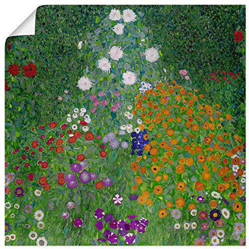 ARTLAND Wanddeko Poster & Kunstdrucke Wandposter 50x50 cm Garten Pflanzen Blumen Farbe Frühling Bauerngarten 1905-07 Garten Kunst Antik Jugendstil Gustav Klimt T7VA