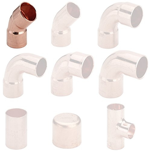 Fittingstore - Kupfer Lötffinge Bogen Winkel Muffe Kappe T-Stück verschiedene Größen (Bogen 45° i/i - 15 mm)