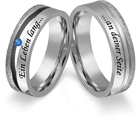 Trauringe Partnerringe Eheringe - inkl. WUNSCHGRAVUR - Edelstahl topaz 62-68 211HDac - mit AMAZON KONFIGURATOR direkt online gestalten !