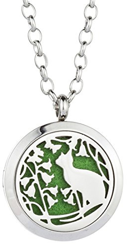 Essential Oil Diffuser Necklace Aromatherapy Jewelry Hypoallergenic 316L Surgical Grade Stainless Steel locket & 24? Chain 8 Washable Insert Pads By JOYMIAO