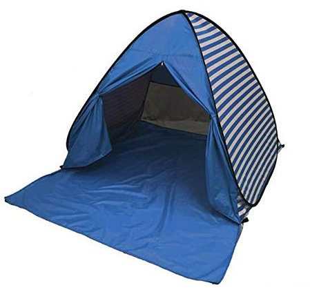 YBK Tech Automatic Pop Up Beach Tent UV Protection Instant Portable Quick Cabana Sun Shelter for 2-3 Persons- Stripe Design (Dark Blue)