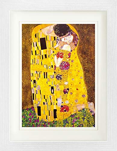 1art1 Gustav Klimt Poster Der Kuss, 1908 Gerahmtes Bild Mit Edlem Passepartout | Wand-Bilder | Im Bilderrahmen 40x30 cm