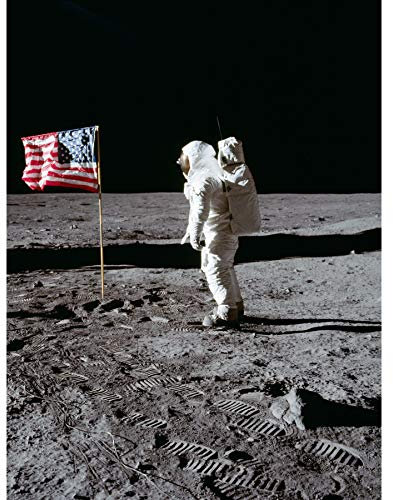 Space NASA Apollo 11 Aldrin Salutes US-Flagge Mond Foto Groß Wand Kunst Poster Druck Dickes Papier 45,7 x 61 cm