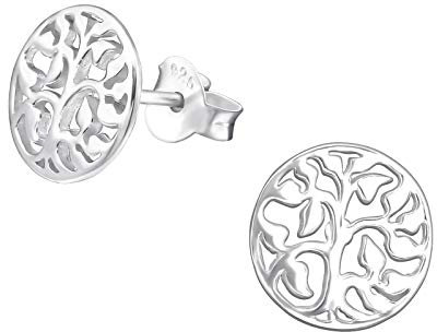 Laimons Frauen Damen-Ohrstecker Ohrringe Damenschmuck Baum des Lebens Lebnsbaum glanz 9mm aus Sterling Silber 925