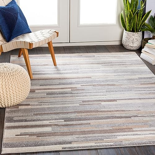 Livabliss Granada Wohnzimmer Teppich Modern - Abstrakt Design in Marmor Optik 160x216 cm für Wohnzimmer, Esszimmer, Schlafzimmer - Weicher Kurzflor, Grau, Braun, Elfenbein