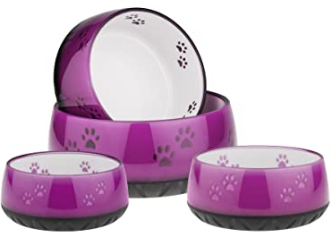 EHASO Hundenapf mit Pfötchen - Futter- und Trinknapf für kleine und große Hunde (1800ml, Pink)