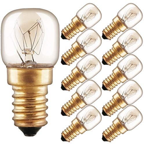 NCC-Licht 10 x Backofenlampe Glühbirne 25W E14 klar Glühlampe T22 Röhre 300° Doppelwendel