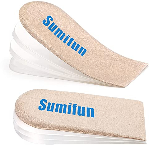 Sumifun Inserts pour talons de 0,6 cm à 2,5 cm, Coussinets de talon orthopédiques réglables, semelle pour epine calcaneenne, demi semelles femme, talonnettes silicone grandissante rehaussante