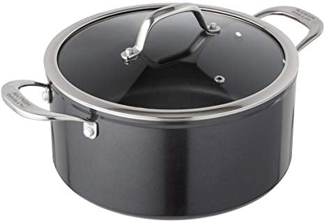 KUHN RIKON Easy Pro Cacerola con tapa de cristal, aluminio, inducción, 2,3 litros/18 cm, Negro