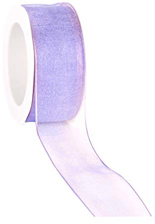 finemark 20 m x 38 mm Dekoband Chiffon Flieder 82 mit Draht Geschenkband Schleifenband transparent Organza Premium Drahtkantenband Hochzeit Geburtstag Chiffonband einfarbig