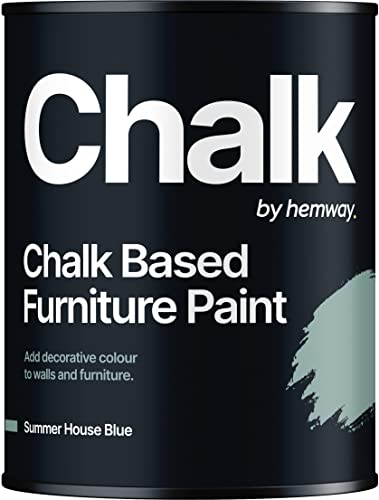 Hemway - Chalk Based Furniture Paint - Summer House Blue 1 L | Chalky Matt Shabby Chic Finish for Interior & Exterior Home Decor | Quick Dry & All-in-one