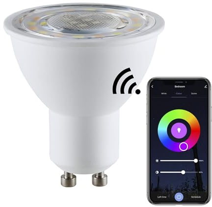 EDO RUVA Smart WiFi Filament LED Glühbirne GU10 5,5 Watt RGB CCT 2700-6500K, LED Deckenleuchte, LED Lampe, Smart Home kompatibel mit Alexa, Google Assistant, 345lm WiFi Tuya Smart